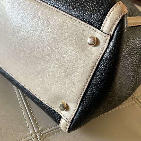 Kate Spade Black and Buttercream Pebbled Leather Bowler Handbag - Picture 10 of 12